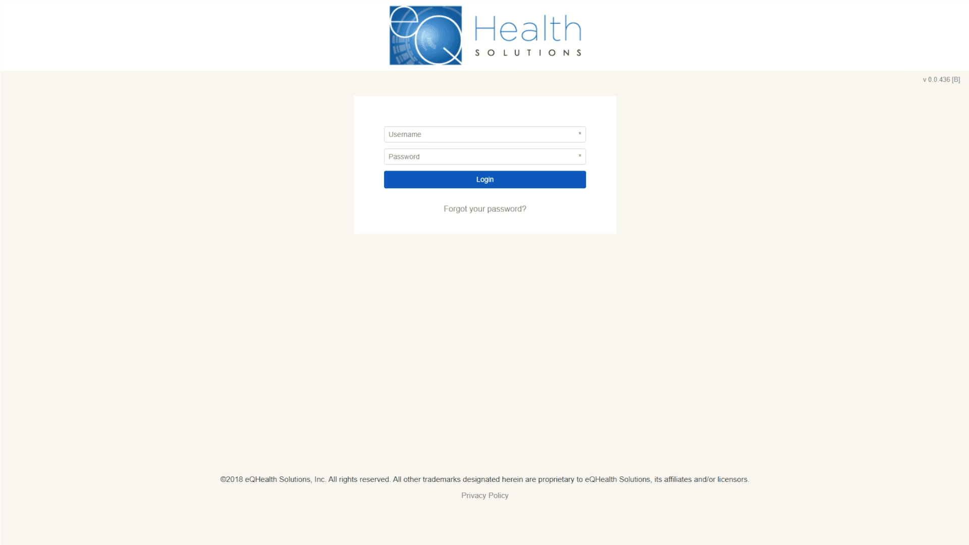 eQ Care Coordinator login page